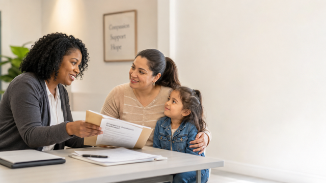 A family receiving housing assistance